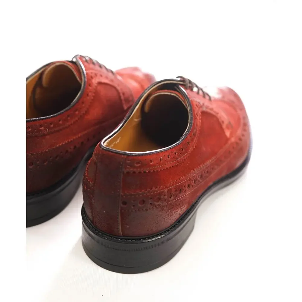 $595 DOUCAL'S - Red Suede Wingtip Derby - US 7 (40EU)